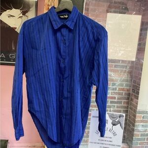 Vintage Men's Casual Royal Blue Button Down Shirt